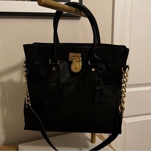Michael Kors Black Leather Tote Bag